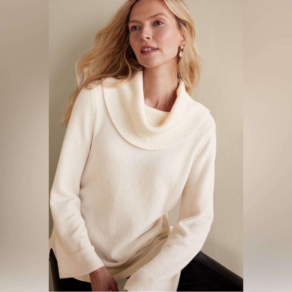 Soft Surroundings Soft Winds Chenille Tunic Sweater Ivory Pearl Size Large‎